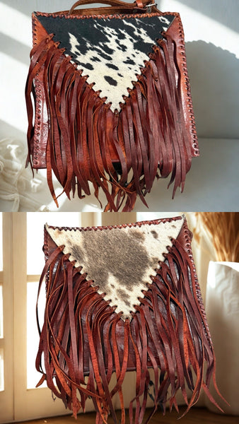 Cowhide Fringe Leather Bag
