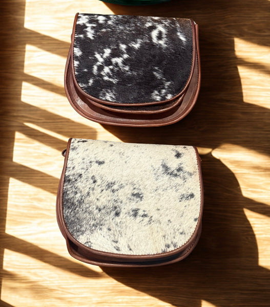 Handmade Chiapas Cowhide Crossbody Saddle Bag