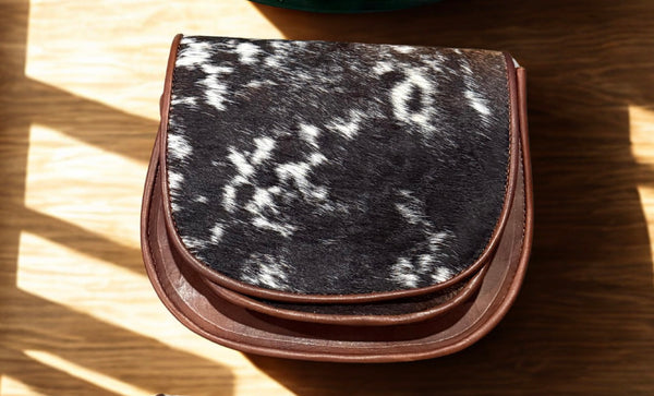 Handmade Chiapas Cowhide Crossbody Saddle Bag