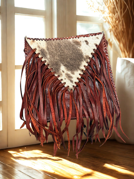 Cowhide Fringe Leather Bag