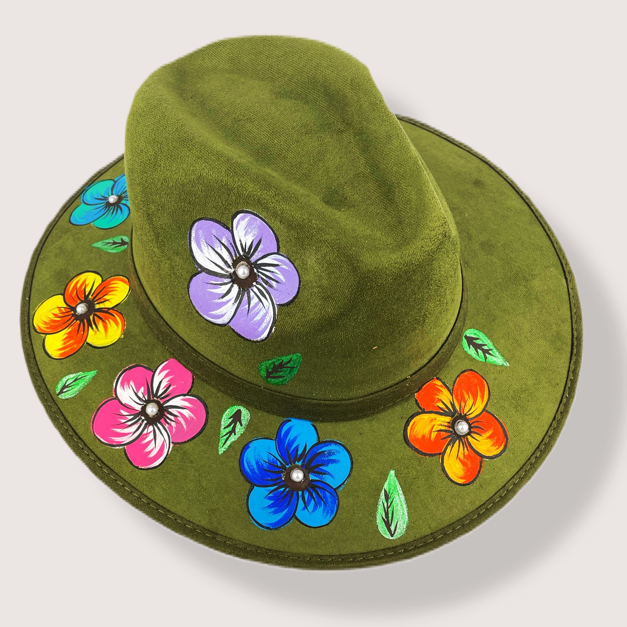 Mexican Hat - Artisanal Hand-painted - Faux suede