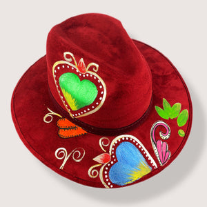 Mexican Hat - Artisanal Hand-painted - Faux suede