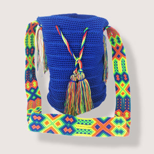 Knitted Mexican "Morral" Bag - Blue