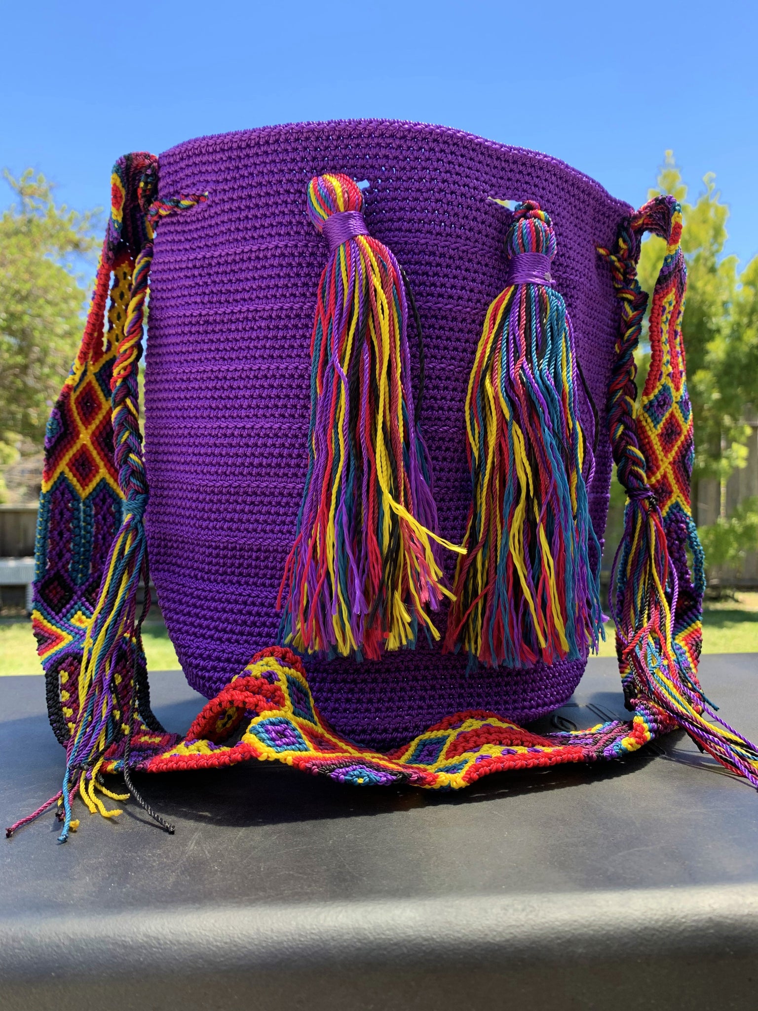 Knitted Mexican "Morral" Bag - Purple