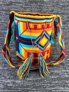 Wayuu / Colombian - "Mochila" bag - Blue, orange